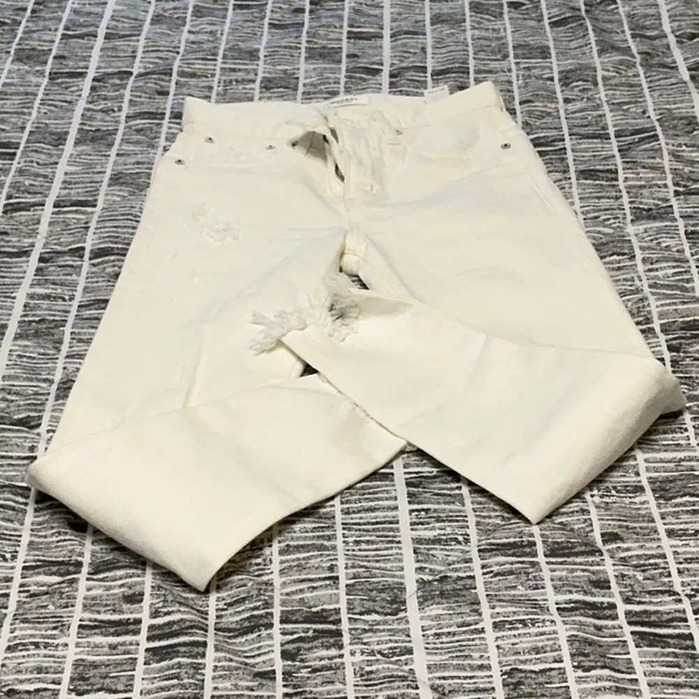 Moussy White Ankle Cropped Jeans